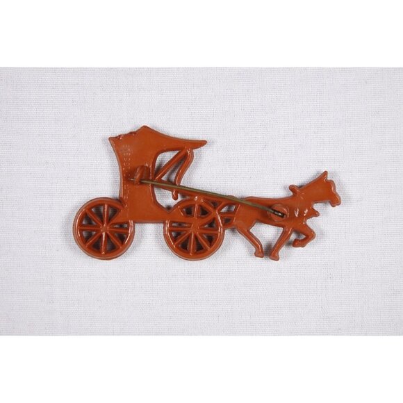 1940s celluloid horse drawn buggy brooch by Nicholas Barbieri pat 133191 - Picture 3 of 8